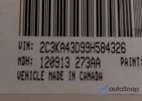 2009 Chrysler 300 Lx из США, поврежденный, VIN 2C3KA43D99H584326